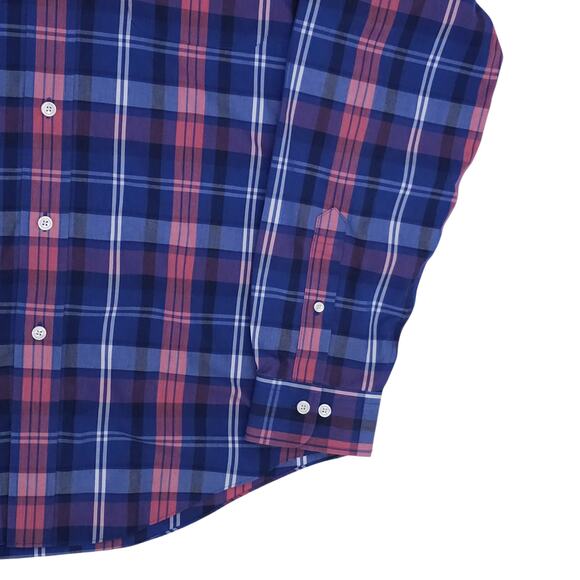 Brooks Brothers Shirt Mens Large Blue Pink Plaid Long Sleeve Regent Supima - Picture 5 of 12